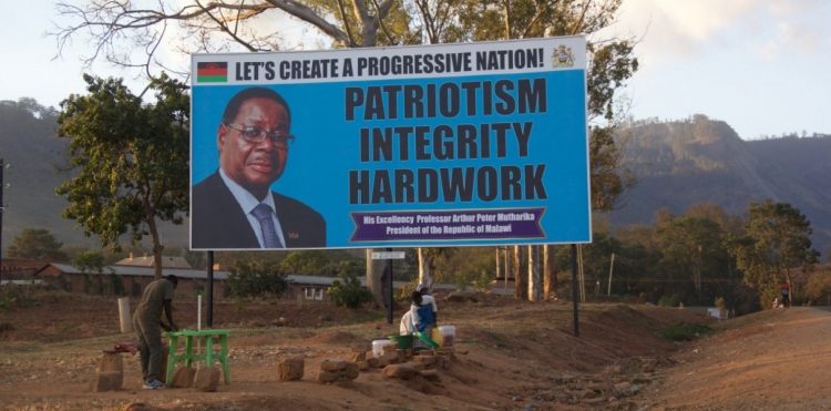 Billboards of Malawi President Peter Mutharika flank the country’s main roads