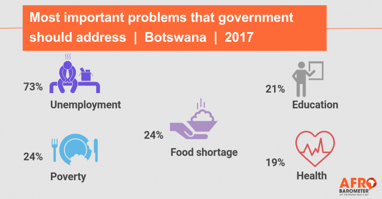 Most important problems that government should address | Botswana | 2017